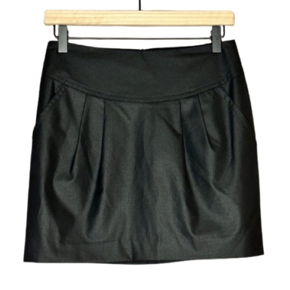 Women's 0 Trina Turk Black Mini Skirt Pleated Pockets Professional